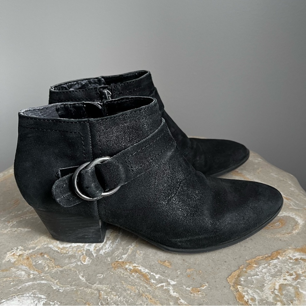 Franco Sarto Women’s 8 Gabriella Black Ankle Booties Boots Buckle